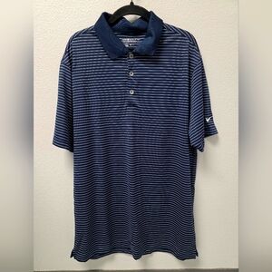 Men's Nike Golf Prefomance Dry Fit Navy Blue And‎ White Shirt Size Medium